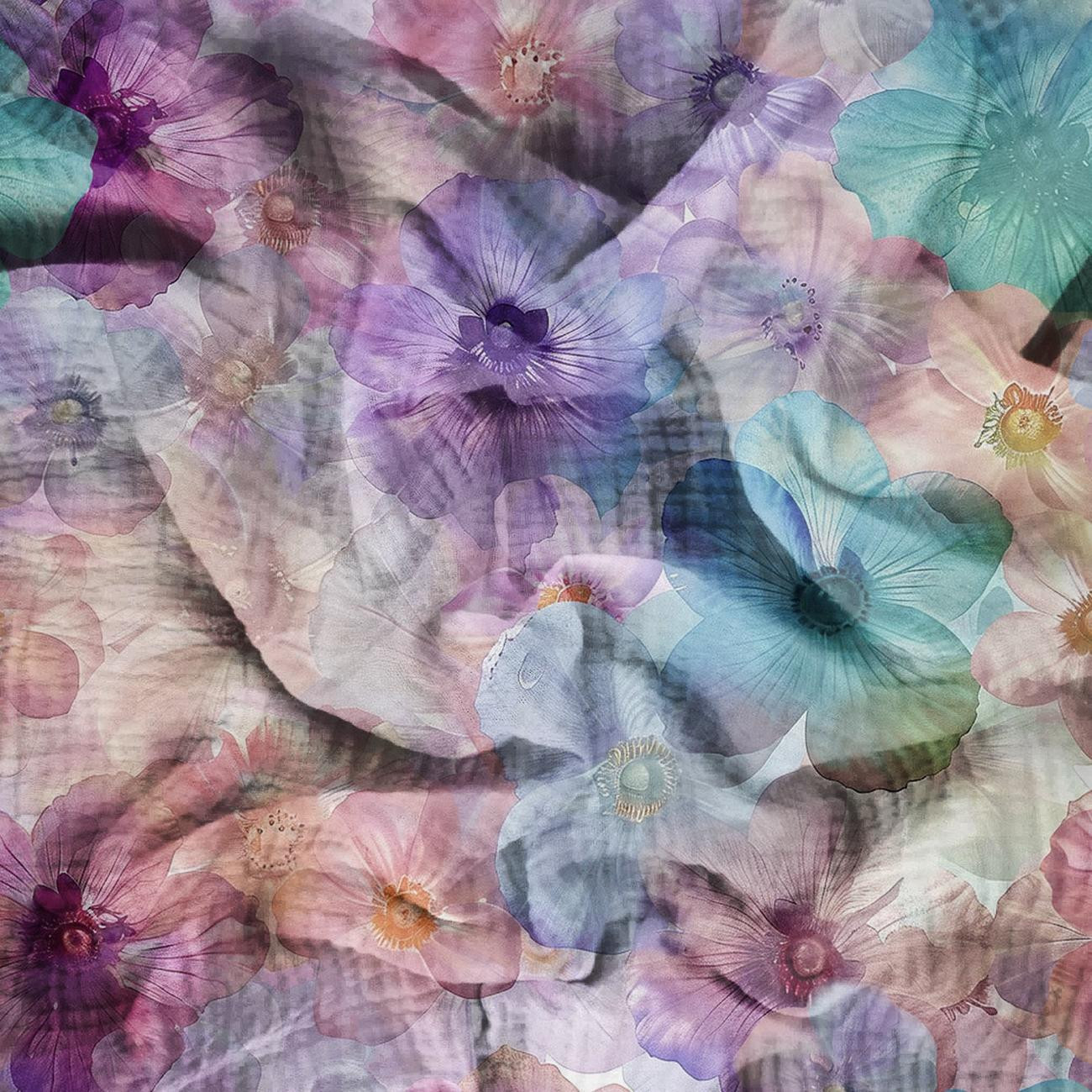 PASTEL FLOWERS WZ.9 - Mušelín bavlněný PASTEL FLOWERS WZ.9 - Mušelín bavlněný