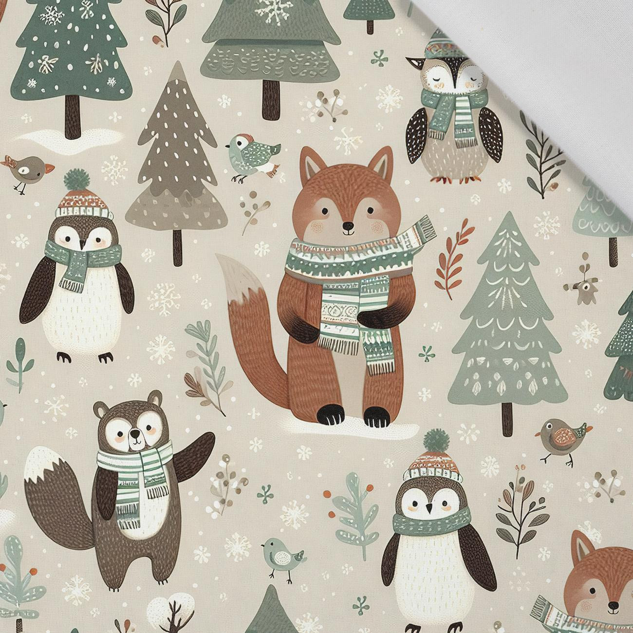 WINTER ANIMALS WZ.5 - tkanina bawełniana WINTER ANIMALS WZ.5 - tkanina bawełniana