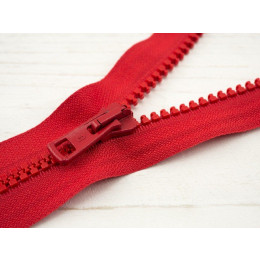 Kostěný zip 60cm dělitelný - červený