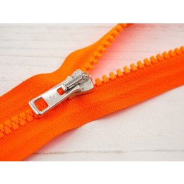 Kostěný zip 30cm dělitelný - neon oranžový