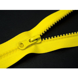 Kostěný zip 70cm dělitelný -  žlutý