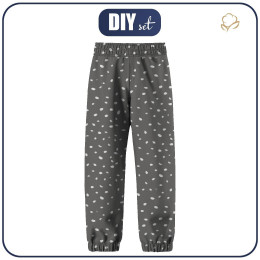 SOFTSHELLOVÉ DĚTSKÉ KALHOTY (YETI) - BÍLÉ STOPY / béžový (KOUZELNÝ VÁNOČNÍ LES) (86-92)