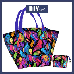 Taška XL s sáčkem 2 v 1 - COLORFUL ABSTRACT - sada siti