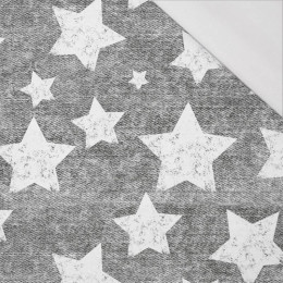 BÍLÉ HVĚZDY/ potíraný jeans (šedivý) - organický úplet single jersey s elastanem 