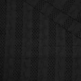 Větvičky / černá - Vyšívaná bavlněná tkanina
