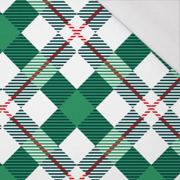 KOSTKA ZELENĚ ČERVENÁ / bílý - organický úplet single jersey s elastanem 