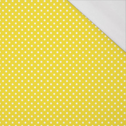 BÍLÉ TEČKY/ žlutý - organický úplet single jersey s elastanem 