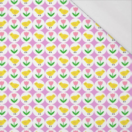 KUŘATA A TULIPÁNY / fialový - organický úplet single jersey s elastanem 