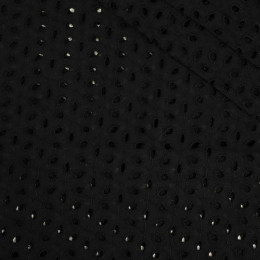 KVĚTY / černá - Vyšívaná bavlněná tkanina