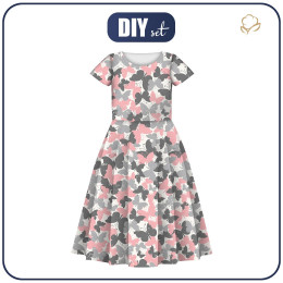 Dětské šaty "MIA" - MOTÝLI / růžoví - šicí souprava