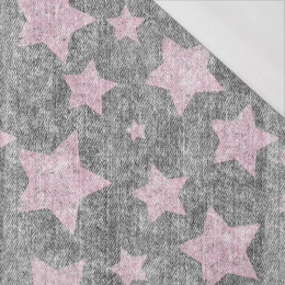 RŮŽOVÉ HVĚZDY/ potíraný jeans (šedivý) - organický úplet single jersey s elastanem 
