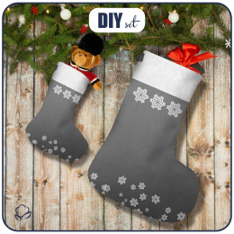 Sada vánočních ponožek - SNĚHOVÉ VLOČKY / šedá