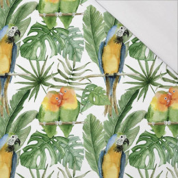 PAPOUŠKY VZ. 2 / bílý (JUNGLE) - organický úplet single jersey s elastanem 