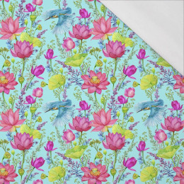 MINI LEDŇÁČEK A MÁCÍCH (LEDŇÁČEK NA LOUCE) / aqua - organický úplet single jersey s elastanem 