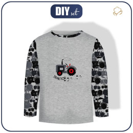 LONGSLEEVE - TRAKTOR ŠEDÝ / Melír světle šedý - single jersey