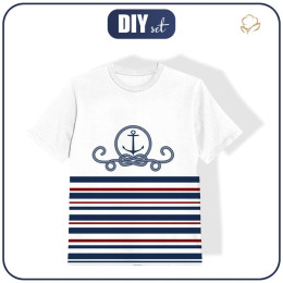 DĚTSKÉ TRIČKO - KOTVY / pruhy (marine) - single jersey