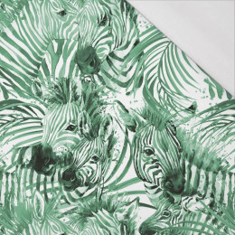 ZEBRY (zelený) / bílý - organický úplet single jersey s elastanem 