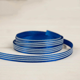 Pruhovaná saténová stuha, 6 mm - chrpově modrá