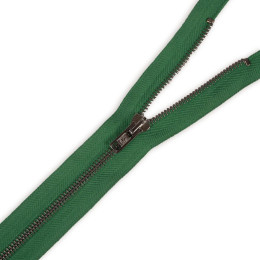Kovový zip nedělitelný 14cm - zelená / černý nikl