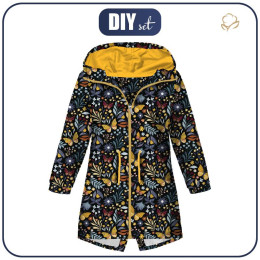 DĚTSKÁ BUNDA PARKA (ARIEL) - FOLKOVÍ MOTÝLI / černý - softshell
