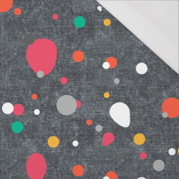 BAREVNÉ TEČKY / ACID WASH GRAFIT - organický úplet single jersey s elastanem 