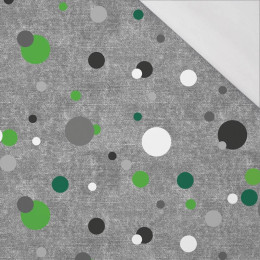 ZELENÉ TEČKY /  ACID WASH ŠEDÝ - organický úplet single jersey s elastanem 