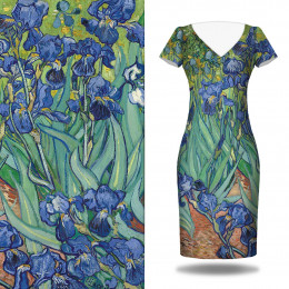 IRISES (Vincent van Gogh) - panel pro šaty Mušelín bavlněný