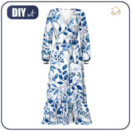 Zavinovací šaty s volánem (ABELLA) - BLUE LEAVES - Sada šití