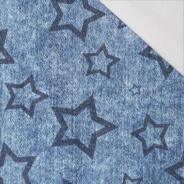 GRANÁTOVÉ HVĚZDY (obrys) / potíraný jeans granátový - organický úplet single jersey s elastanem 