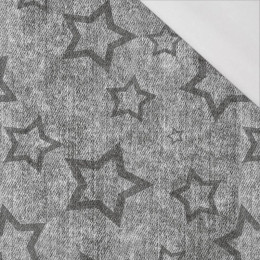 ŠEDIVÉ HVĚZDY (obrys) / potíraný jeans šedivý - organický úplet single jersey s elastanem 