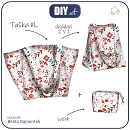 Taška XL s sáčkem 2 v 1 - FOLK FLORAL wz. 2 (FOLK LES)