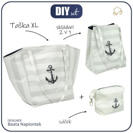Taška XL s sáčkem 2 v 1 - TMAVĚ MODRÁ KOTVA