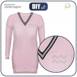 Dámská tunika s krystalovou aplikaci "LUCY" - růžově křemenný L-XL - Sada šití