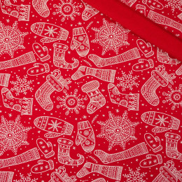 Vánoční směs / Červené - Teplákovina  s elastanem