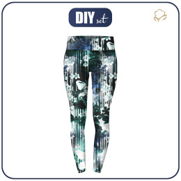 Ženy thermo legíny (GRETA) - FLORAL STRIPES - Sada šití
