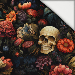 FLOWERS AND SKULL - teplákovina s elastanem ITY