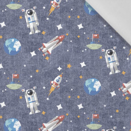 100cm VE VESMÍRU VZ. 2 (CESTA DO VESMÍRU) / ACID WASH TMAVOMODRÝ - tkanina bawełniana
