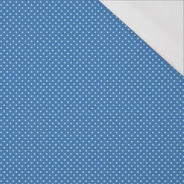 BŁĘKITNE KROPKI / NIEBIESKI (DYNIOWY OGRÓDEK) - organický úplet single jersey s elastanem 