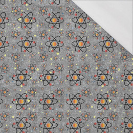 VESMÍRNÉ ATOMY (CESTA DO VESMÍRU) / ACID WASH šedý - organický úplet single jersey s elastanem 