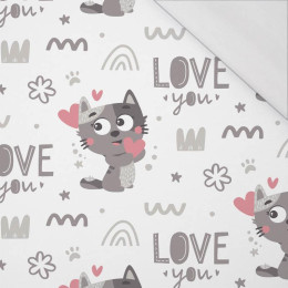 KOČKY / love you (KOČIČÍ SVĚT) / bílý - organický úplet single jersey s elastanem 