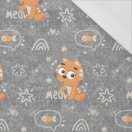 KOČKY / meow (KOČIČÍ SVĚT) / ACID WASH šedý  - organický úplet single jersey s elastanem 