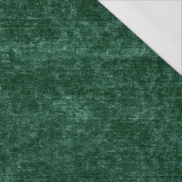 ROZŘEZANÝ JEANS (lahvově zelený) - organický úplet single jersey s elastanem 