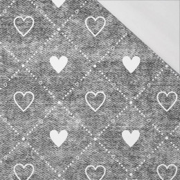 SRDÍČKA A KOSOČTVERCE / ROZŘEZANÝ JEANS (šedý) - organický úplet single jersey s elastanem 