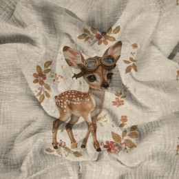 FAWN STEAMPUNK FOREST - PANORAMICKÝ PANEL (60cm x 140cm) Mušelín bavlněný