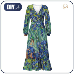 Zavinovací šaty s volánem (ABELLA) - IRISES (Vincent van Gogh) - Sada šití