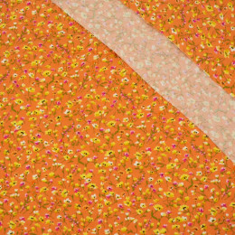 BAREVNÉ KVĚTY/ oranžový - viskózová tkanina 