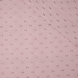 KAPKY / růžově křemenný - Vyšívaná bavlněná tkanina