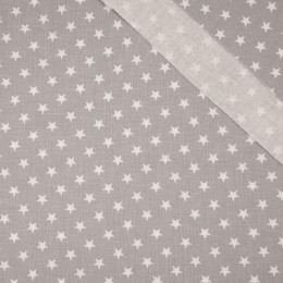 BÍLÉ HVĚZDY / šedá - bavlněná tkanina