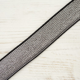 Guma pletená plochá s kovovou niti  20 mm - stříbrná