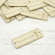 Cedulka Babcia mi uszyła  - cívka 1,5x4 cm - vanilková